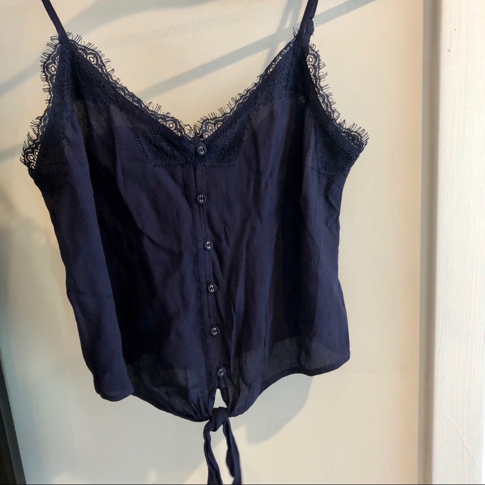 NWT Sophie Rue Amanda Lace Detail Cami Navy